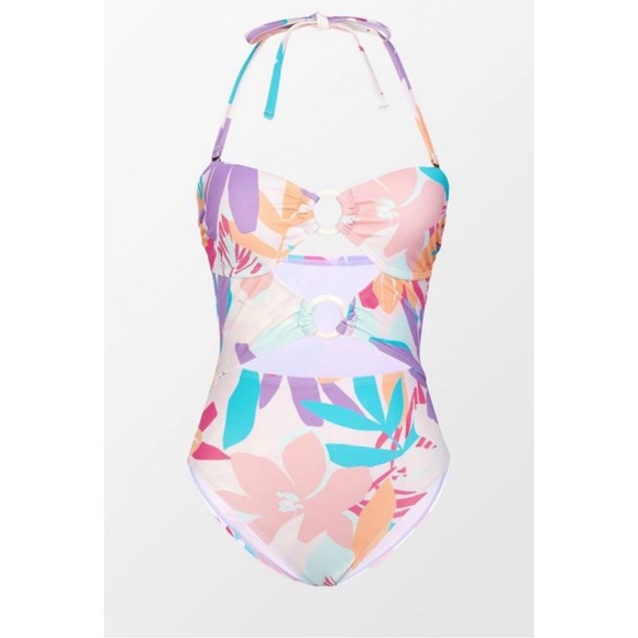 Cupshe Double Ring Front Bandeau One Piece Swimsuit Multi-Color Size Medium - Picture 3 of 7